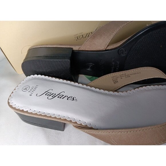 Fanfares Thai Womens 9.5 Dress Sandal Natural Tan Slide Slip On Knotted NEW - Picture 2 of 8